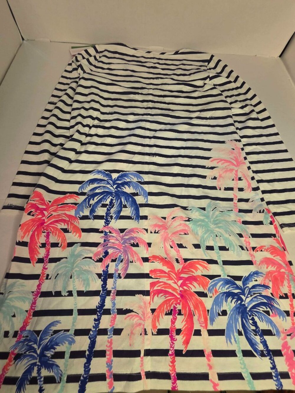 Lilly Pulitzer Beacon Dress Desert Palm Stripe Resort White Size L NWT